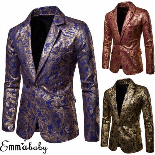 Men/'s Casual Slim Fit One Button Suit Blazer Coat Jacket Tops JA